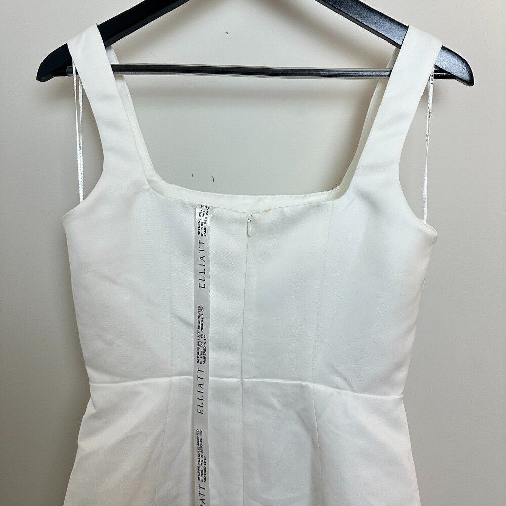 ELLIATT Amelie Square Neck Duchesse Satin Cocktail Minidress in Ivory Small - Picture 8 of 12